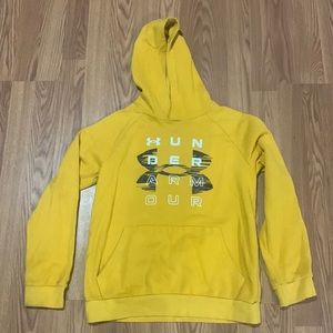 Yellow mustard Under armor hoodie nice conditions size L big boy